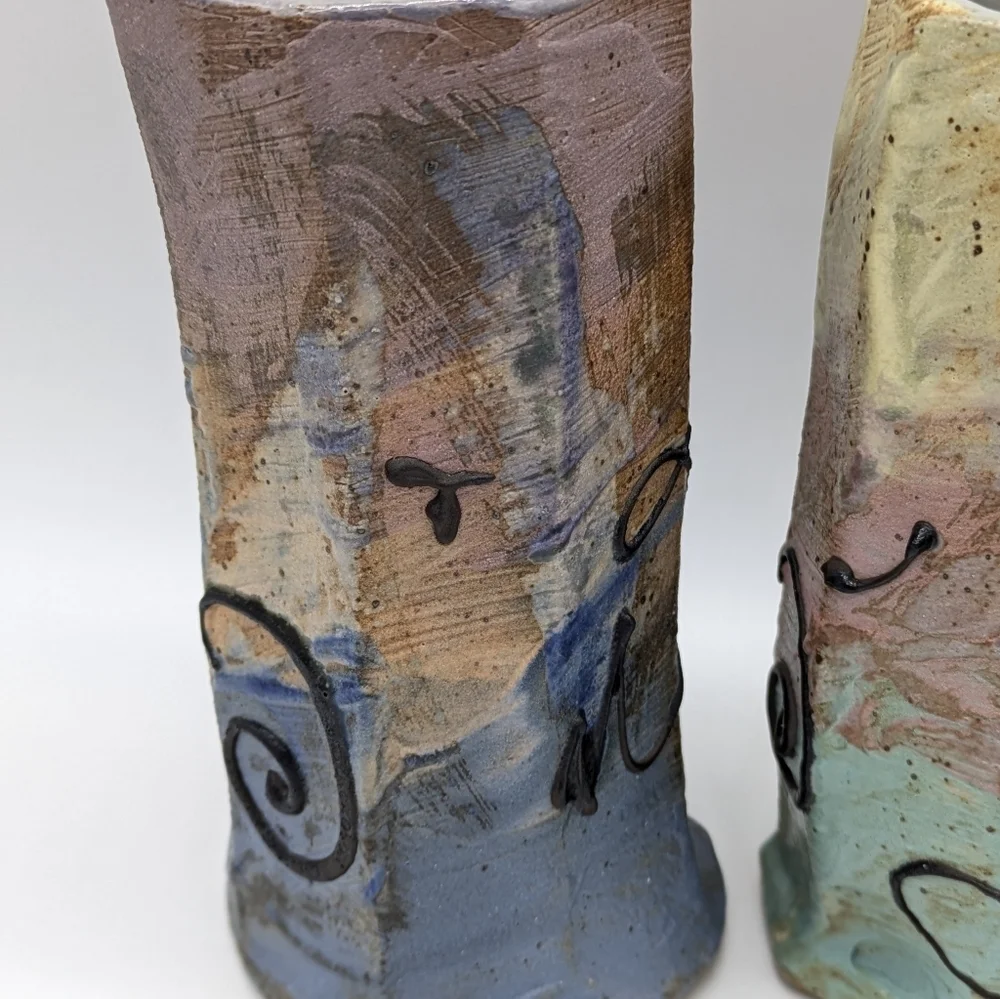 Handmade Colorful Abstract Ceramic Vases Set Of 3